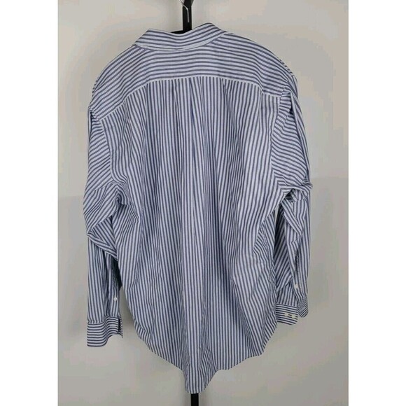 Chaps Shirt Mens Large Striped Purple Blue Button Long Sleeve Pocket - Picture 4 of 7